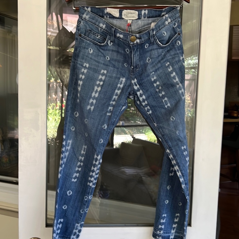 Current/Elliott Cropped Straight Jeans Distressed - Picture 2 of 9